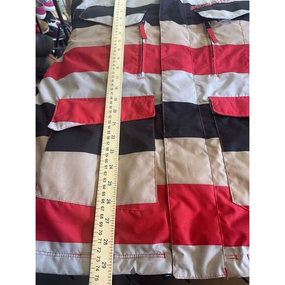 Special Blend Mens Snowboard Jacket Size Small Red Black Tan Color block Pockets - Picture 16 of 16